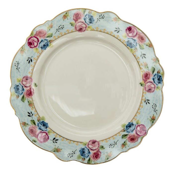 Dinner plate ⌀28 cm Blue White porcelain Flowers round