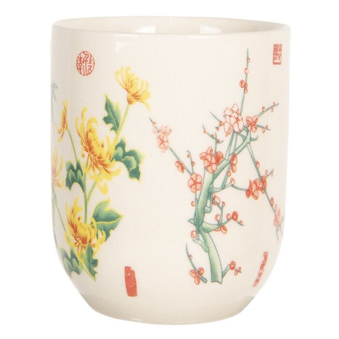 Mug 100 ml Green Yellow Flowers Porcelain