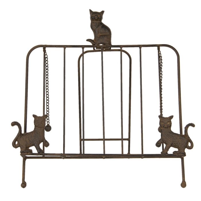 Cook Book Stand 38x25x38 cm Brown Iron Cats