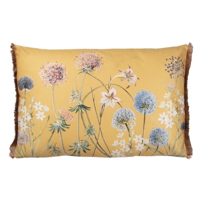 decorative cushion 60*40 yellow green polyester flowers rectangle