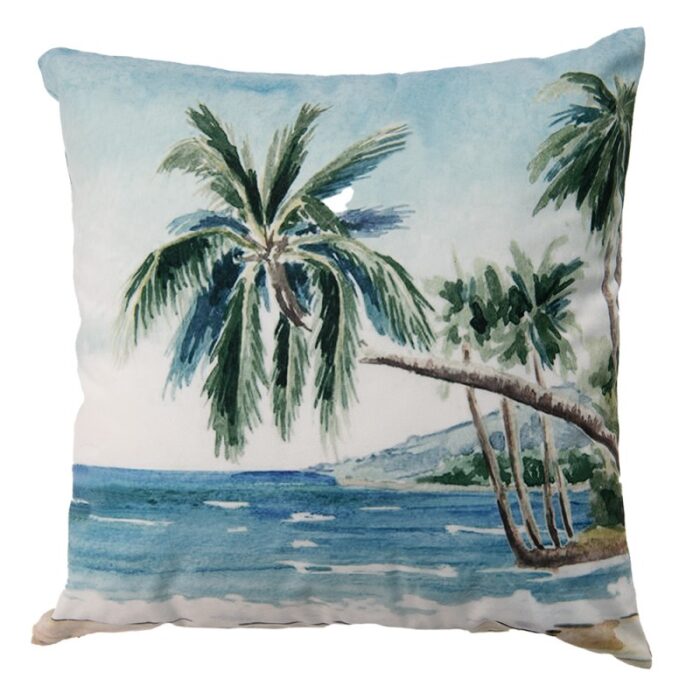 Cushion-cover-blue-green-polyester-palmtrees