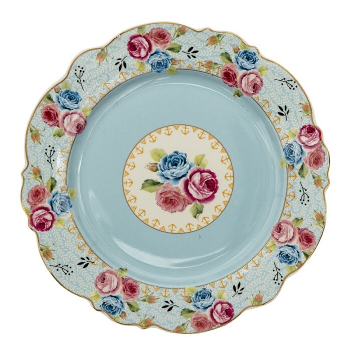 Breakfast plate ⌀20 cm Blue White porcelain Flowers round