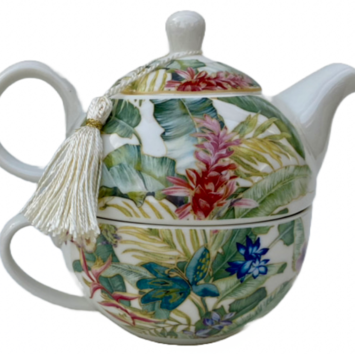 Tea-for-one-jungle-green-white-red-blue-ceramic