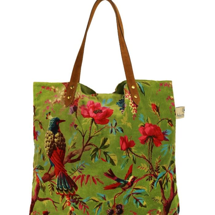 shopper-shoulder-bag-paradise-green-birds-velvet