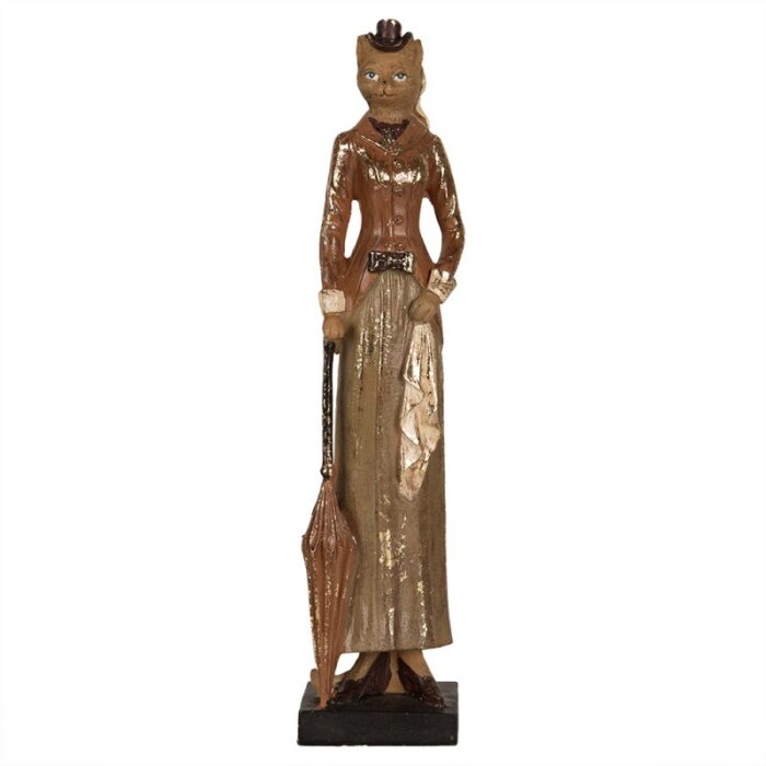 Figurine-Cat-Brown-Gold-Decorative-Polyresin-30cm