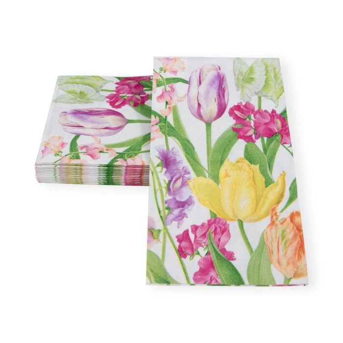 dinner-paper-napkin-spring-tulips-caspari-green-yellow-purple