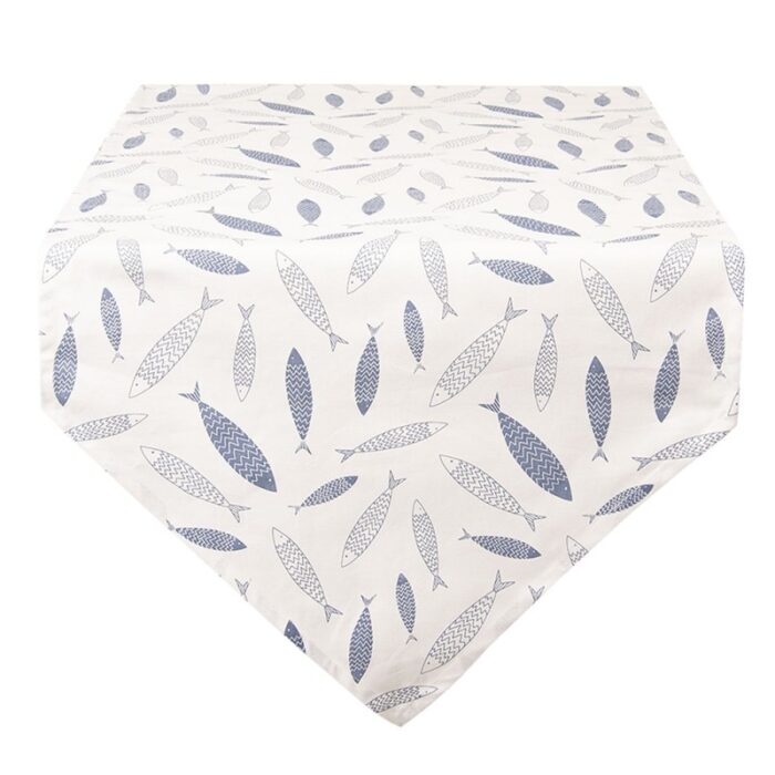 Table-Runner-Fishes-Rectangle-cotton-Blue-White