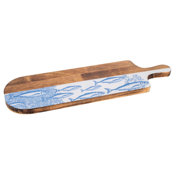 Wooden-oval-chopping-board-resin-fishes