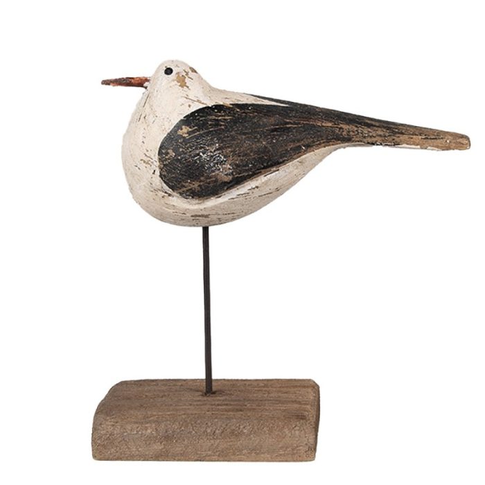 decorative-figurine-bird-13-cm-wood-black-white