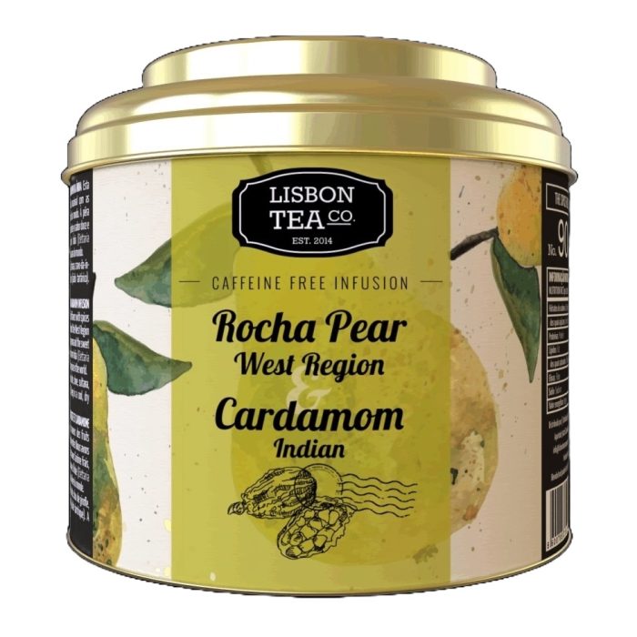 Rochha-pear-west-region-indian-cardamon-lisbon-tea-company-caffeine-free-infusion-tin