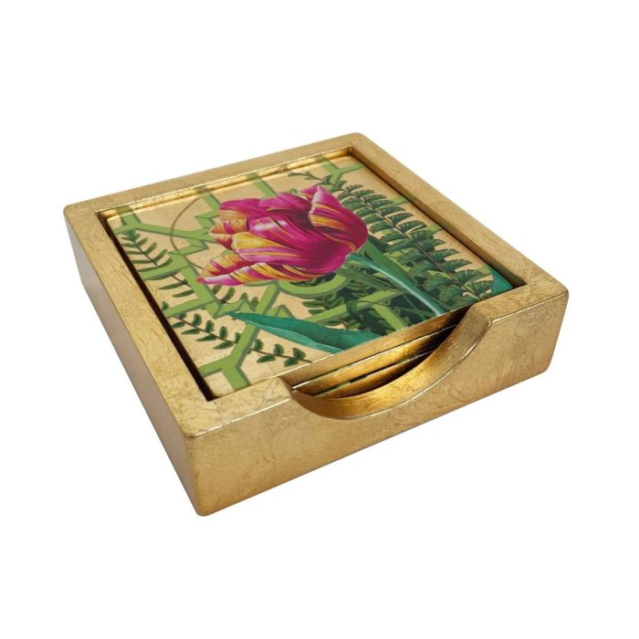 coaster-set-of-4-in-holder-gold-la-dolce-vita