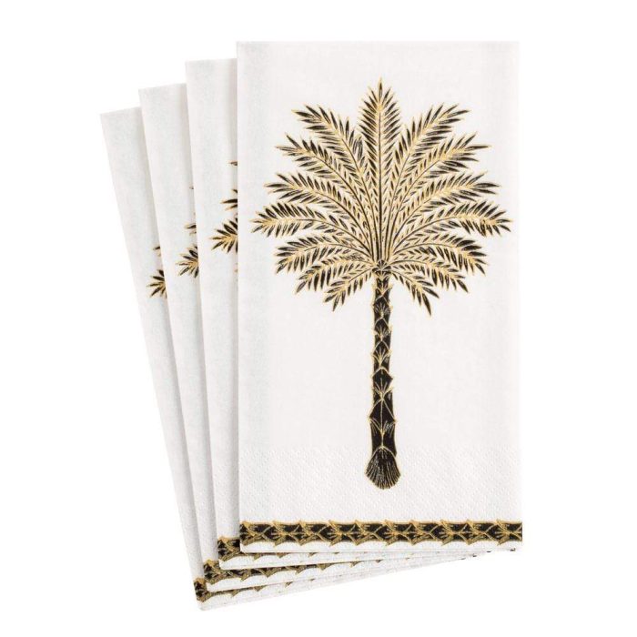 grand-palms-paper-guest-towel-caspari-black-gold-