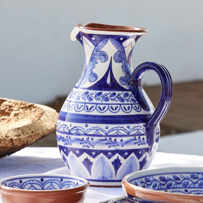 Pitcher-casafina-alentejo-terracotta-blue-white-handpainted-portugal