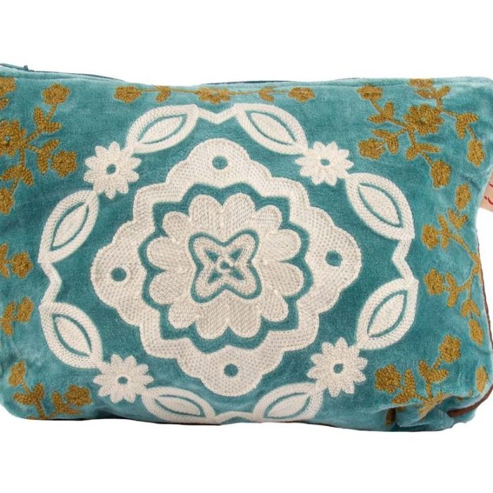 Pouch Aimy-turquoise-velvet