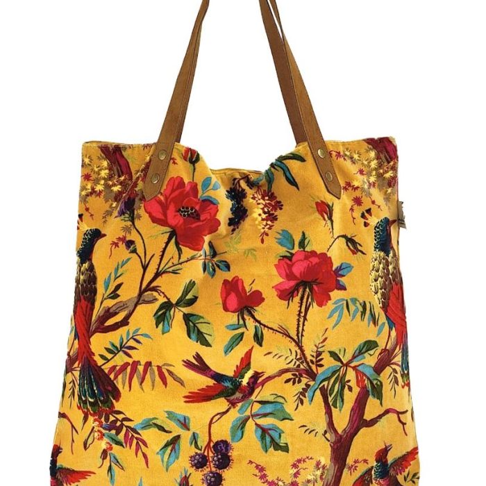 shopper-velvet-cotton-yellow-paradise-birds